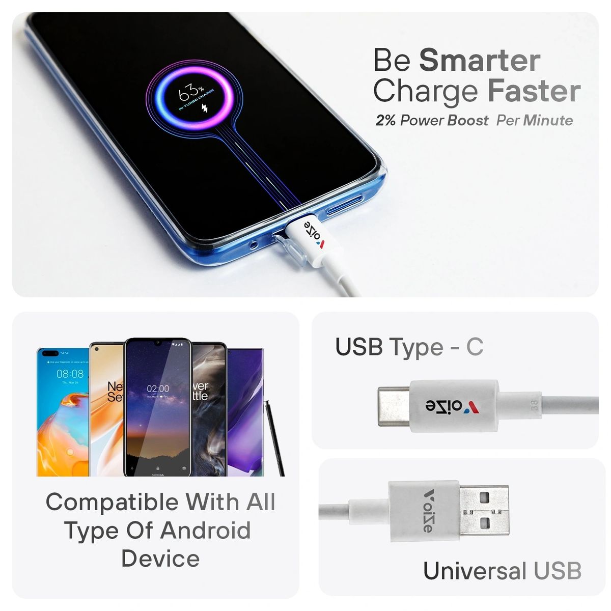 Voize 35 Watt Supervooc Fast charger With USB to Type C Cable (1)